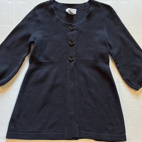 Oh Baby-size S-Black 3 button net 3/4 sleeve cardigan with ribbed trim - Picture 5 of 10